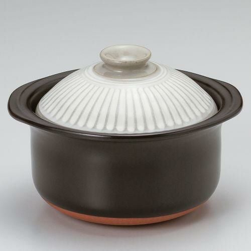 銀峯菊花粉引ご飯鍋5合炊(中蓋付) 28×φ26×17cm(身12.3cm) 384-029