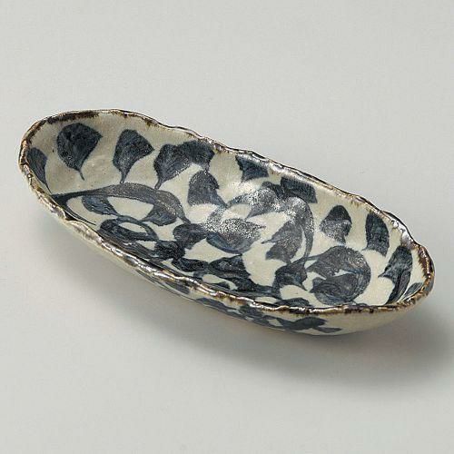 タコ唐草楕円前菜皿 22.7×10.2×3.7cm 044-019