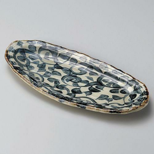 タコ唐草楕円長皿 32×15×3cm 191-099