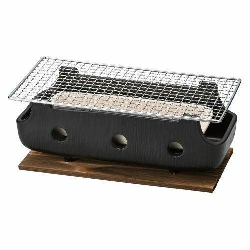 黒串焼きコンロ(大)(金網・板付) 32×14.5×13cm 393-139