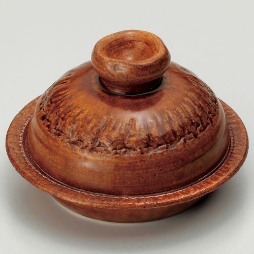 アメ釉(手造り)5号陶板 φ16.5×9.5cm(身3.5cm) 387-029