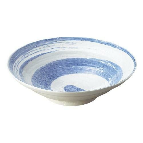 白玉粉引青刷毛渦尺鉢 φ31×8.2cm 240-059