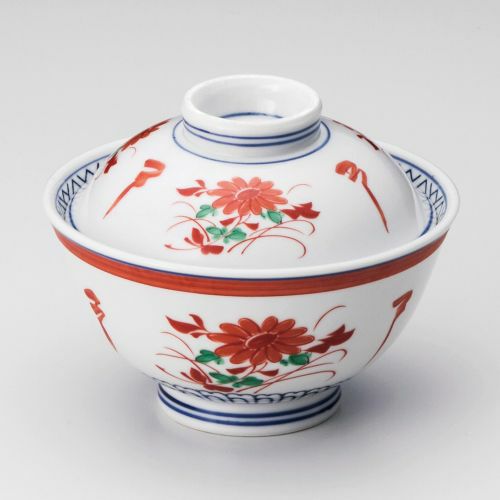 赤絵菊反蓋丼 φ15.6×11.5cm 340-079