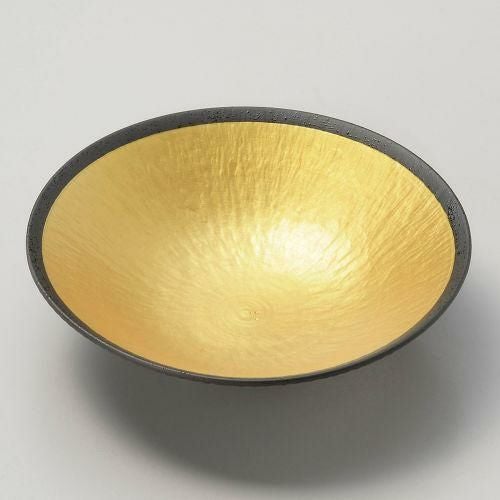 渕黒金彩トチリ丸皿 φ17×4.7cm 037-149