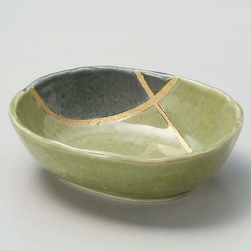 若草金彩楕円中鉢 17×13.8×5cm 045-149