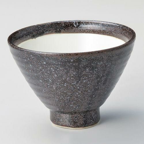 白釉黒結晶笠型丼(大) φ14.7×10.2cm 328-119