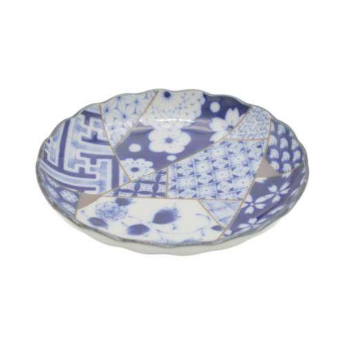 【飲食店定番】藍友禅 菊型3.5寸小皿（12.2cm） 20枚入