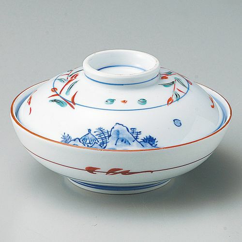 赤絵京山水蓋向 φ13.5×8.8cm 105-109