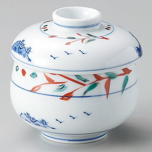 赤絵京山水むし碗 φ8.5×9.7cm 112-029