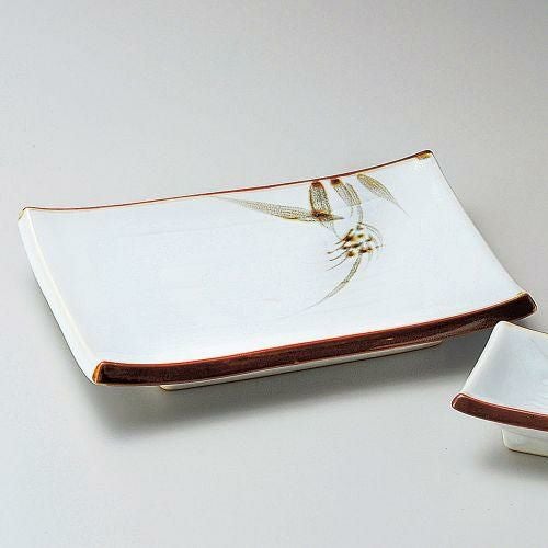 白天目麦焼物皿 20.5×14.5×3.6cm 148-269