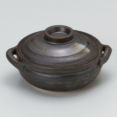 黒陶刷毛目4.5号鍋 16.5×φ13.5×8cm(400cc)(身5.4cm) 386-249