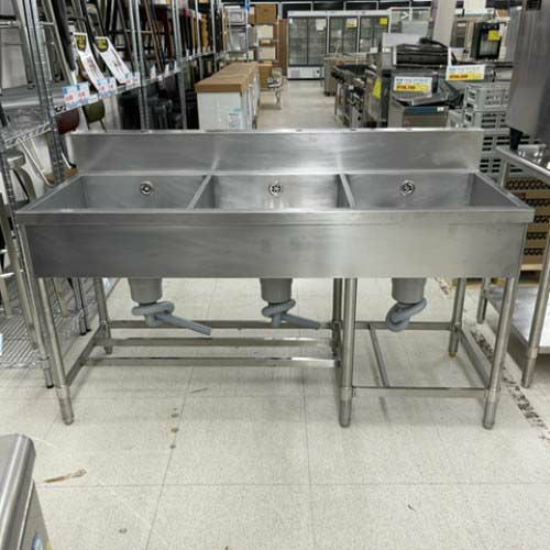 中古】三槽シンク BGあり 幅1540×奥行600×高さ800 【送料別途見積