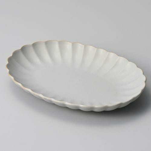 マットグレーひな菊24cm楕円皿 24×17.3×3.4cm 194-169
