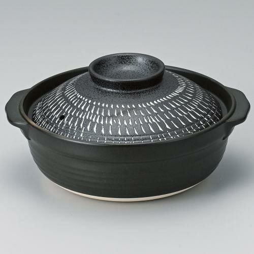 土鍋6号とちり黒御影 21.5×19×7cm(900cc) 383-169