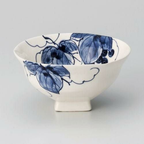 手書き絵瀬戸ぶどうおしゃれ茶碗 12×6.1cm 346-129