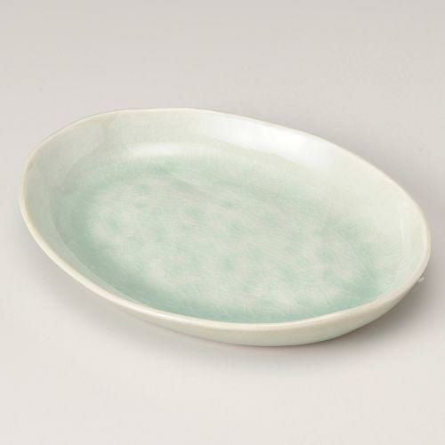 うすみどり9寸楕円皿 26.5×20×3.8cm 194-029