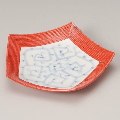 紅柚子五角唐草盛皿 23.5×23.5×4.5cm 199-069