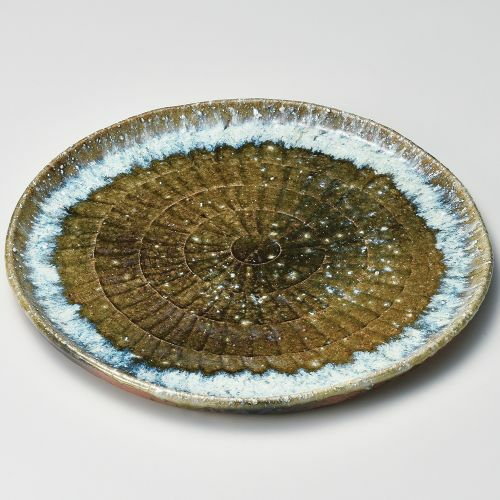 ビードロ窯変10.6丸皿 φ32×2cm 173-078