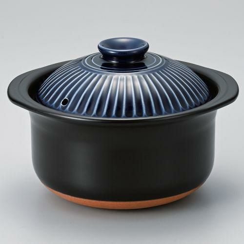 銀峯菊花ルリご飯鍋3合炊(中蓋付) 24.7×φ22.5×16cm(身10.5cm) 384-069