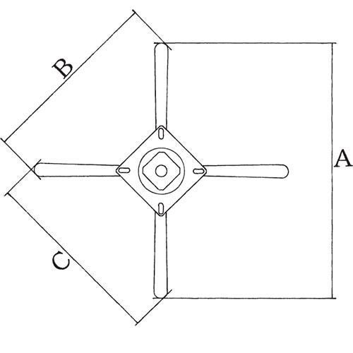 アルミダイキャストイス脚 ベースサイズ：A590×B425×C425×高さ450迄指定可 品番：CD-580 塗装カラー：88-C ポール：38φ