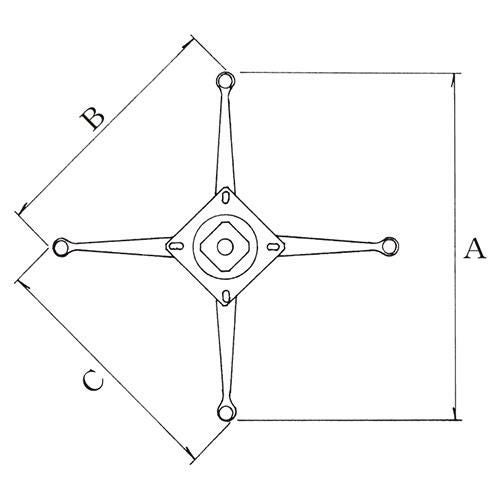 アルミ鋳物イス脚 ベースサイズ：A650×B470×C470×高さ450迄指定可 品番：CL-650 塗装カラー：14AM-A ポール：42φ