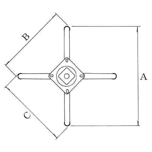 アルミ鋳物イス脚 ベースサイズ：A550×B400×C400×高さ450迄指定可 品番：CL-AC-N-550 塗装カラー：44-A ポール：42φ