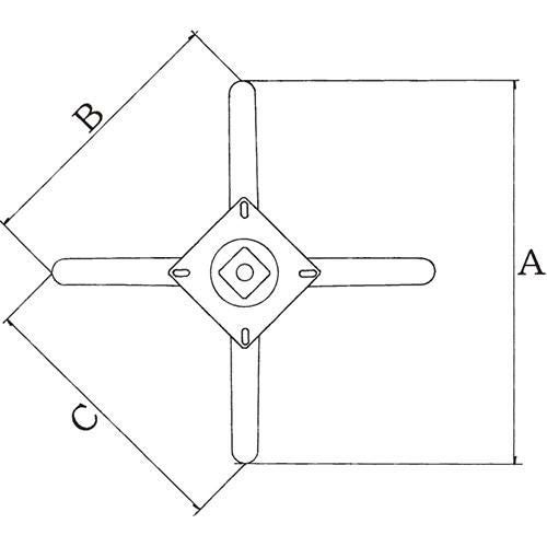 アルミダイキャストイス脚 ベースサイズ：A600×B440×C440×高さ450迄指定可 品番：DC-C-600 塗装カラー：88-A ポール：50φ