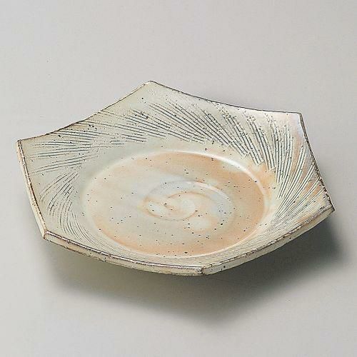 粉引櫛目六角皿 19.5×17.5×4.5cm 200-179