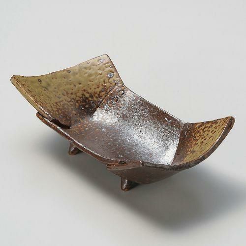 備前灰吹トジメ向付 18.4×10.2×6.5cm 039-039