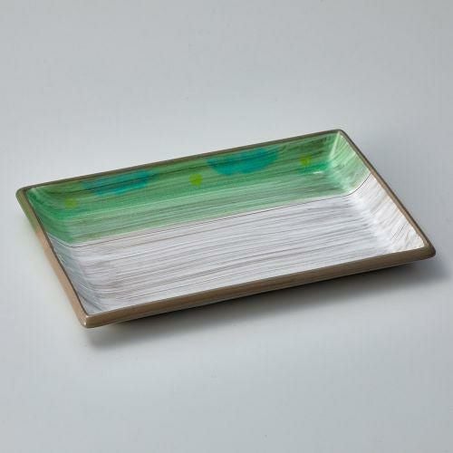 新緑長角焼物皿 21.5×14.8×1.8cm 148-149