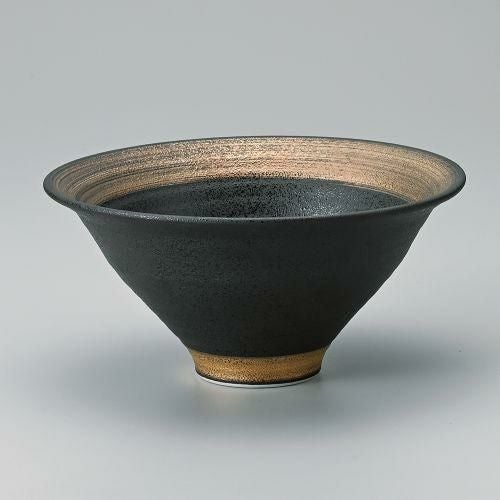 ゴールド刷毛巻黒反り丼 φ19.7×9.2cm 310-229