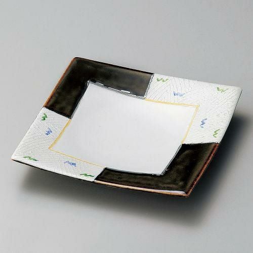 織部間取りラスター彩正角皿 18×18×3.1cm 189-059