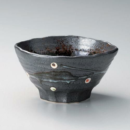 黒伊賀水玉6.5三ツ押丼 φ19.8×10cm 311-039