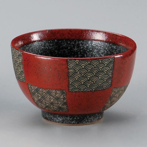 赤市松青海波夏目型多用丼 φ14×8.5cm 328-329