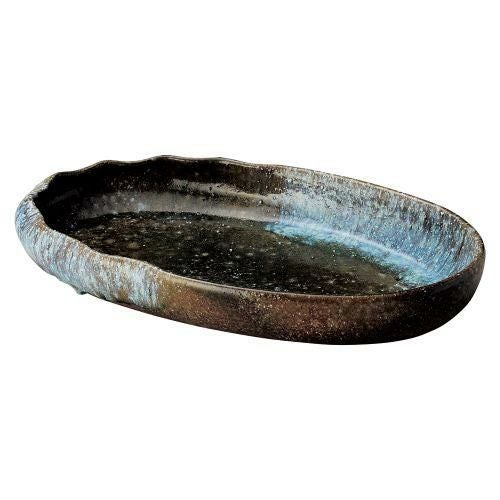 焼〆ビードロ13.0小判鉢 39×23.5×6cm 237-109