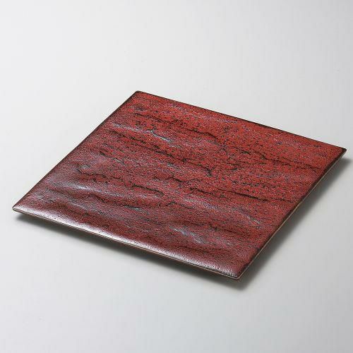 紅柚子天目石肌27cm正角皿 27.5×27.5×1.5cm 183-129