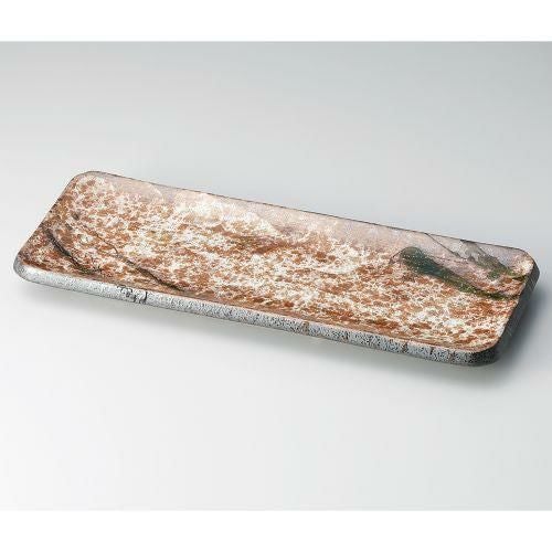織部渕散し長角皿 34×13×2.7cm 135-039