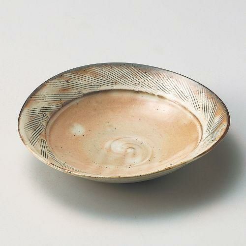 粉引櫛目楕円和皿 19.5×17.5×4.5cm 040-159