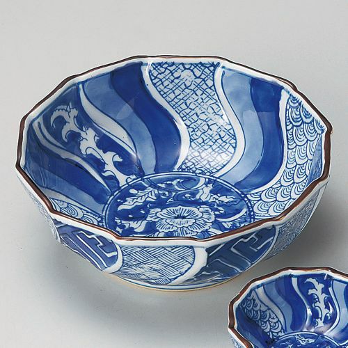 染付捻り祥瑞刺身鉢 φ15×5.5cm 024-169