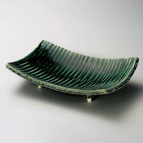 織部ソギ長角盛鉢 28×18×6.7cm 162-039