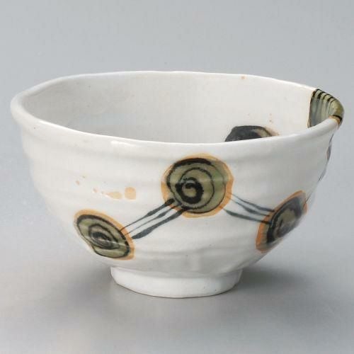 白志野織部水玉変形中鉢 14×8.2cm 319-089