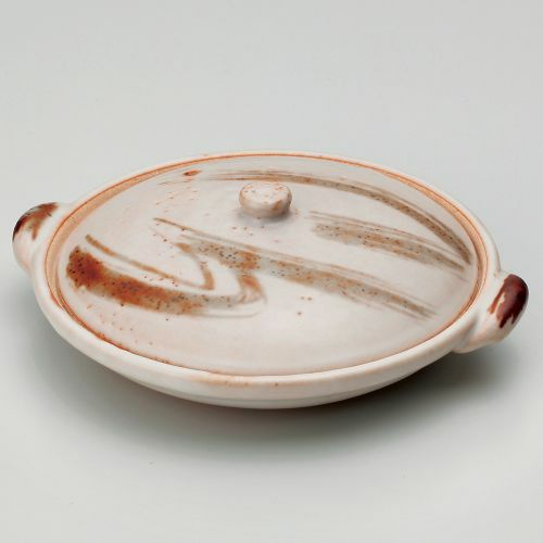 志野刷毛絵柳川陶板 18.8×φ16.5×6.5cm(身3.3cm) 387-079