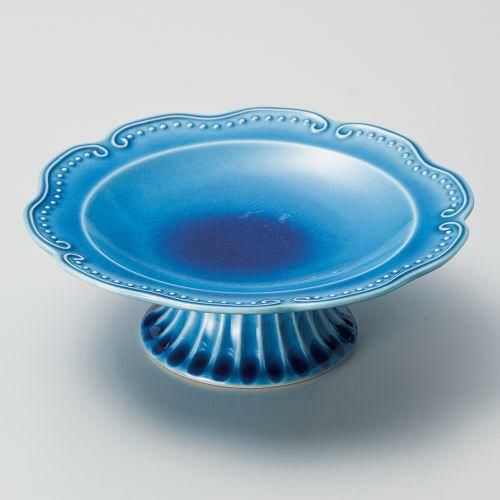 トルコ釉16cm高台皿 15.7×5.2cm 046-039