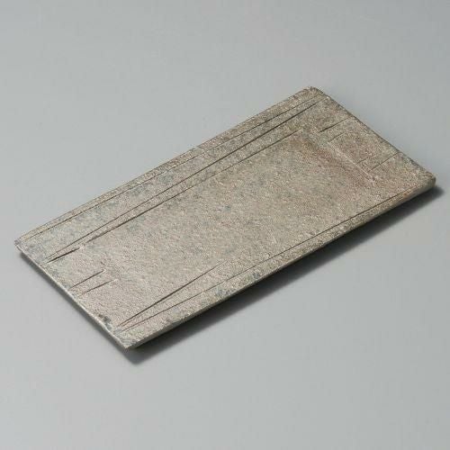 黒窯変線彫7.0平長角皿 21×10×1cm 162-059