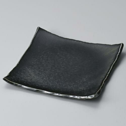 黒マットちぎり四方上21.5cm角皿 21.5×21.5×2.7cm 187-199