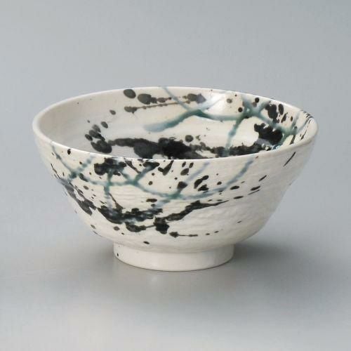 粉引墨吹5.0丼 φ15.5×8.5cm 326-109