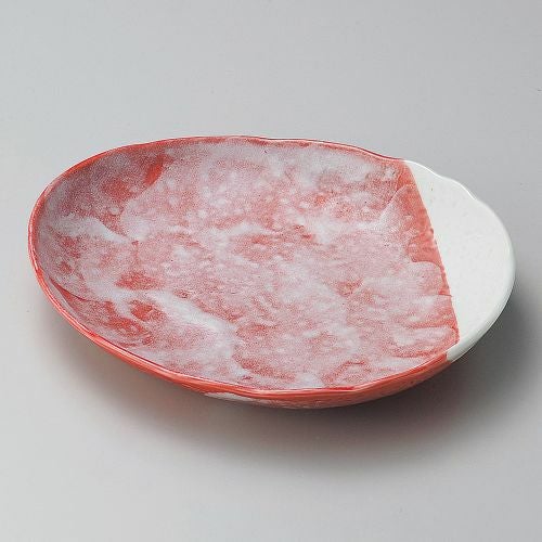 赤楽楕円22.5cm中皿 22.5×21.5×3.5cm 193-109