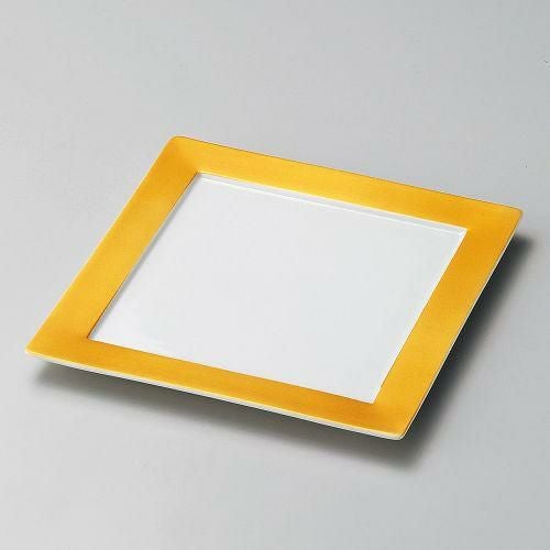ゴールドリム付18cm角皿 17.7×17.7×1.5cm 190-069