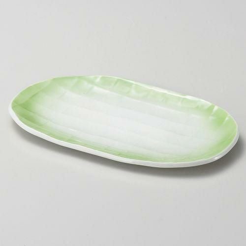 ヒワ吹格子小判焼物皿 21.3×13.5×1.6cm 143-109