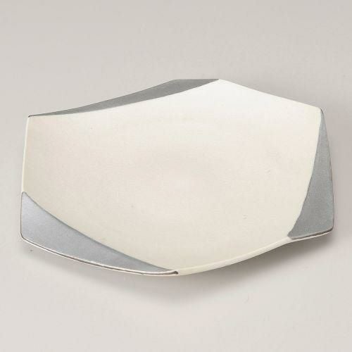 銀彩白吹六角皿 22×19.7×2.8cm 199-019